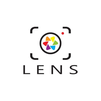 photography camera logo icon vector design template isolated on black background