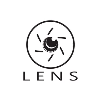 photography camera logo icon vector design template isolated on black background