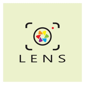 photography camera logo icon vector design template isolated on black background