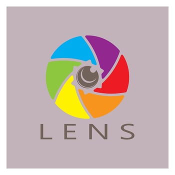 photography camera logo icon vector design template isolated on black background