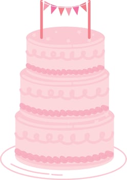 Happy birthday cake. wedding cake. pink cake vector