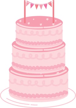 Happy birthday cake. wedding cake. pink cake vector