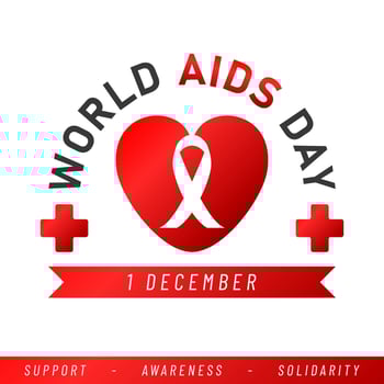World AIDS day poster. Aids Awareness Red Ribbon. Vector illustration.