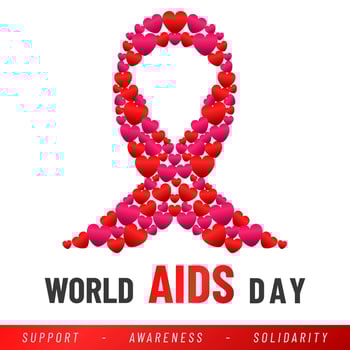 World AIDS day poster. Aids Awareness Red Ribbon. Vector illustration.