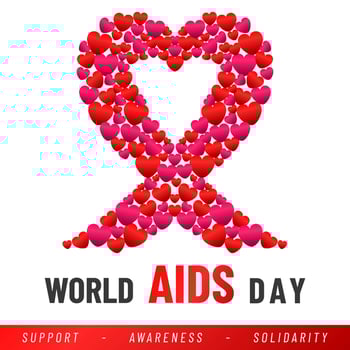 World AIDS day poster. Aids Awareness Red Ribbon. Vector illustration.