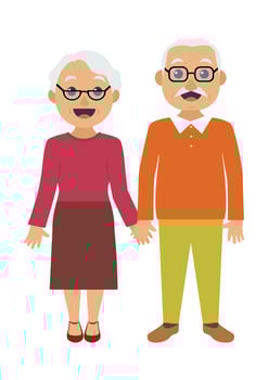 Happy grandparents family cartoon characters vector