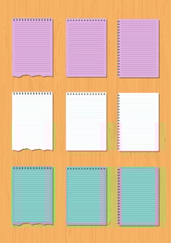 Set of notebook papers in different colors vector