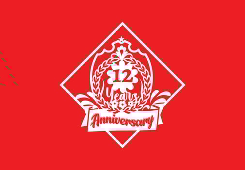 12 years anniversary logo and sticker design vector