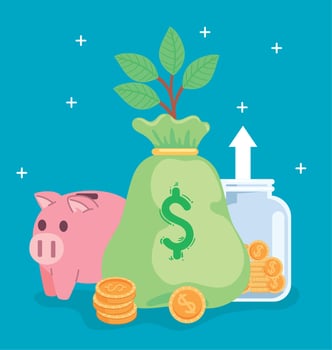 savings money containers vector