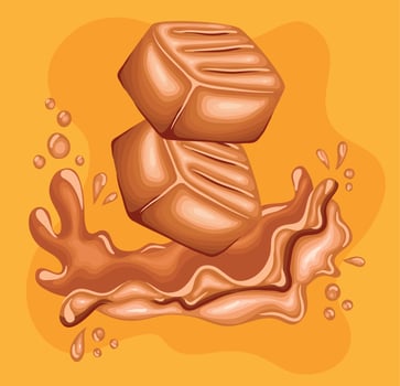 caramels in yellow background vector
