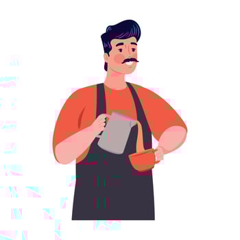 barista serving coffee vector