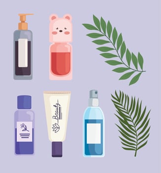 seven korean beauty products vector