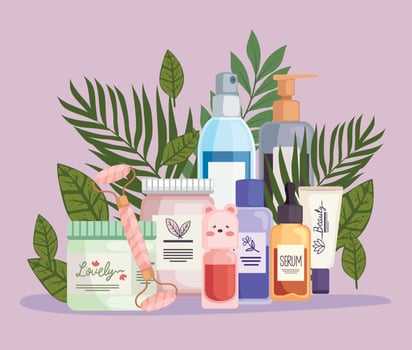 nine korean beauty products vector