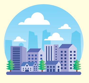 buildings and pines urban vector