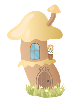 Mushroom house carton illustration. PNG with transparent background.