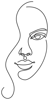 Woman face with one line. PNG with transparent background.