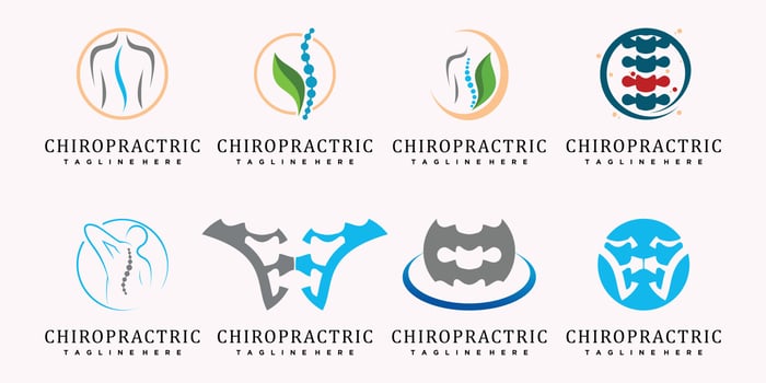 Chiropractic set clinic logo design for massage teraphy with creative element premium vector