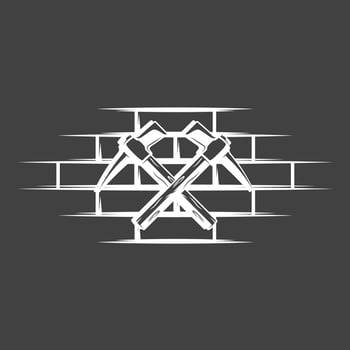Hammers located on a brick wall vector