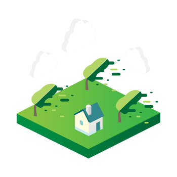 Climate Change Isometric Element Design greend ground,wind tree, house, and cloud png