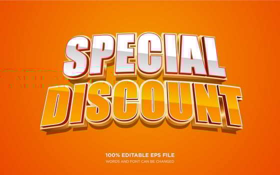 Special Discount 3d editable text style effect vector