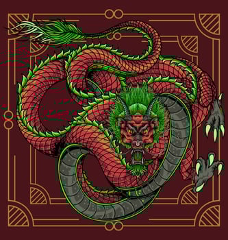 Monster dragon chinese vector detailed illustration