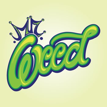 Weed crown hand lettering words Vector illustrations for your work Logo, mascot merchandise t-shirt, stickers and Label designs, poster, greeting cards advertising business company or brands.