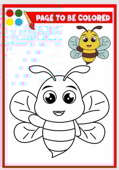 coloring book for kids. cute bee vector