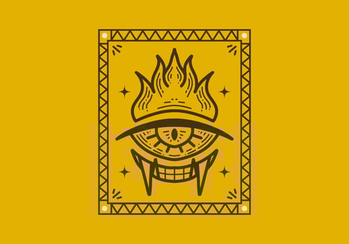 Retro line art design of a devil eyes vector