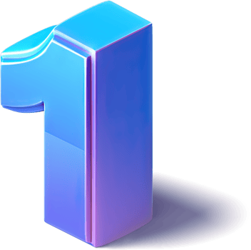 Number 1 One 3D Isometric png
