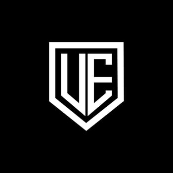 UE letter logo design with black background in illustrator. Vector logo, calligraphy designs for logo, Poster, Invitation, etc.