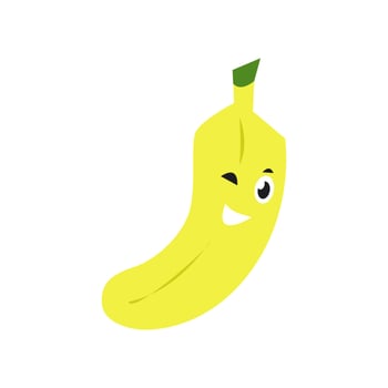 cute banana character. isolated on a white background. suitable for mascot, children's book, icon, t-shirt design etc. fruit, food, vegetarian, health concept. flat vector design illustration