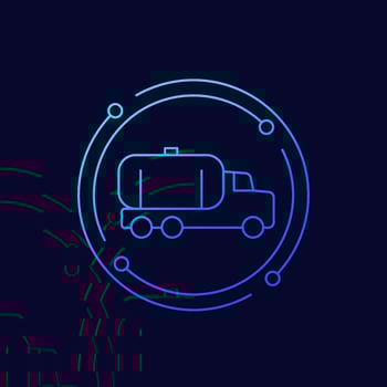 tanker truck line icon on dark vector