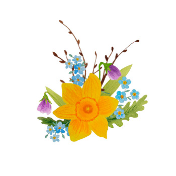 Watercolor spring flowers bouquet png