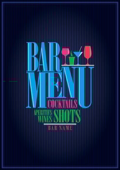 Wine and cocktails bar menu design vector