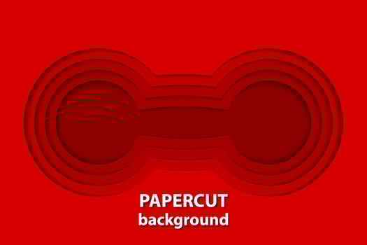Vector background with red paper cut shapes. 3D abstract paper art style, design layout for business presentations, flyers, posters, prints, decoration, cards, brochure cover.