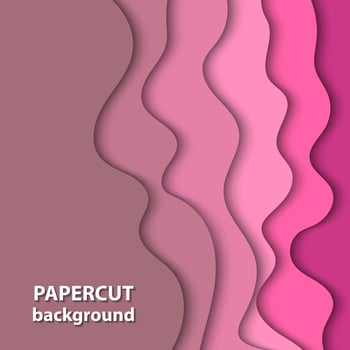 Vector background with pink color paper cut shapes. 3D abstract paper art style, design layout for business presentations, flyers, posters, prints, decoration, cards, brochure cover.