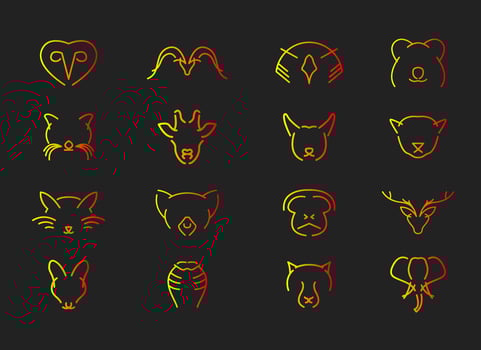 Animals head logo gold elegan outline simpel and minimalist vector