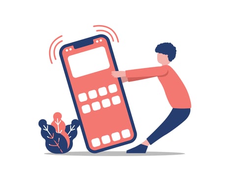 Gadget with man flat illustration vector