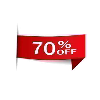 70 percent off off banner, label, icon flat design. Vector illustration on white background.