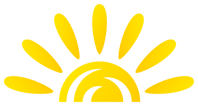 Sun icon in bright yellow color. PNG with transparent background.