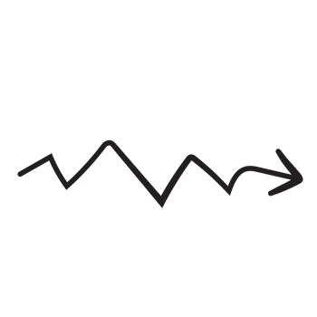 Line art arrow with black thin line. PNG with transparent background.