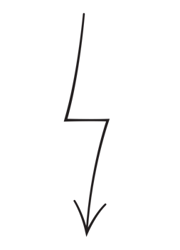 Line art arrow with black thin line. PNG with transparent background.