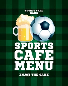 Sports cafe menu. Enjoy the game. Sports background template vector