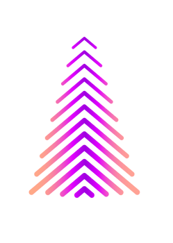 Neon Christmas tree design. PNG with transparent background.