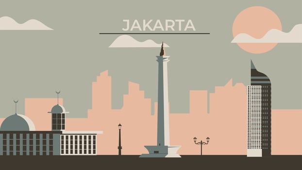 Jakarta city illustration for postcard and banner vector