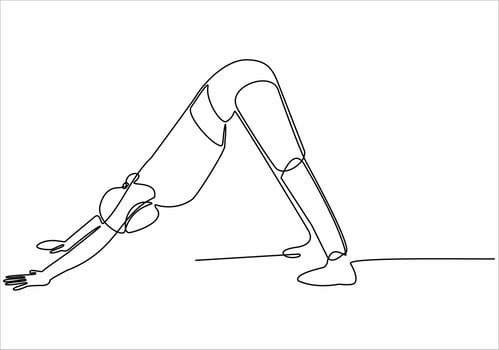 continuous line art thinking woman vector