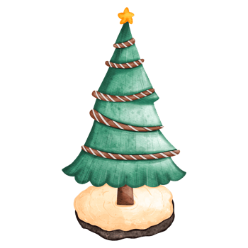 Christmas Tree Clipart, Watercolor illustration png
