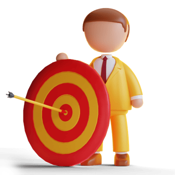 3d character of business man with target png