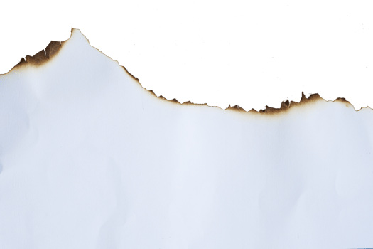 burnt paper frame for texture overlay. damaged white paper with burnt stain in transparent background. blank ripped paper edge for a design element. png