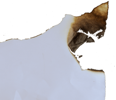 burnt paper frame for texture overlay. damaged white paper with burnt stain in transparent background. blank ripped paper edge for a design element. png